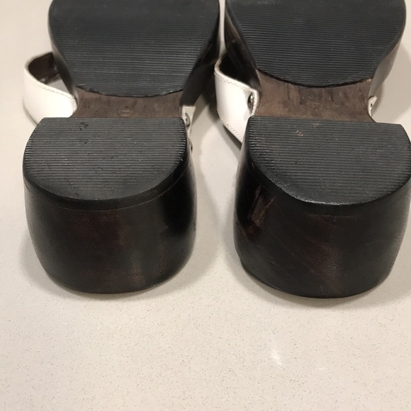 Vintage Candies White Leather-Wooden platform -flip flop Size 6 - FUN -Unique! - Picture 11 of 14